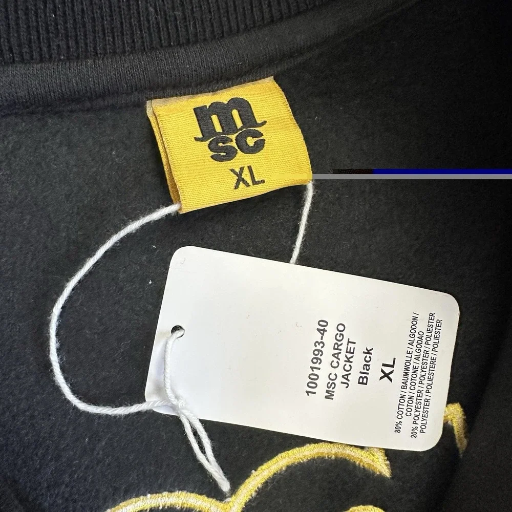 NWT MSC Cruise Ship Logo Jacket Men XL Black Yellow Varsity Full Zip Fleece Bee